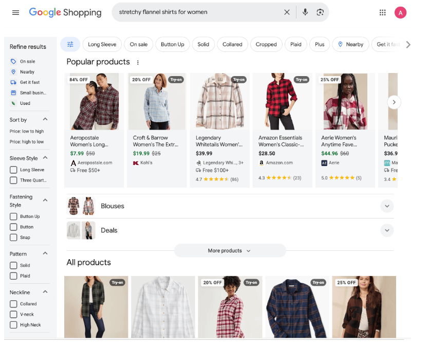 Google Shopping Popular Products