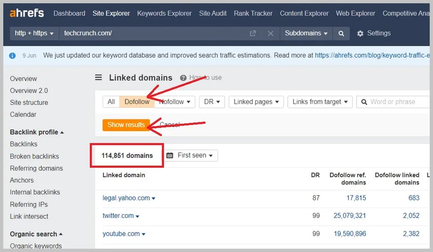 ahrefs outgoing linked domains