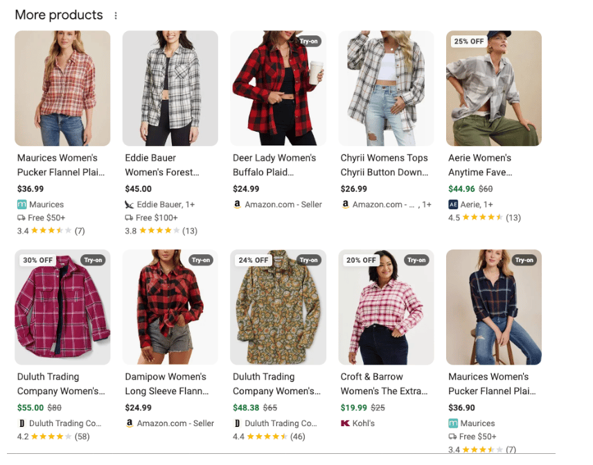 More Products Search Listing Examples