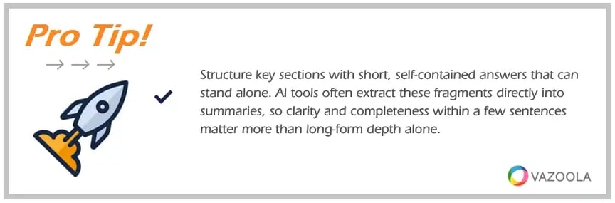PRO TIP  Structure key sections with short self-contained answers