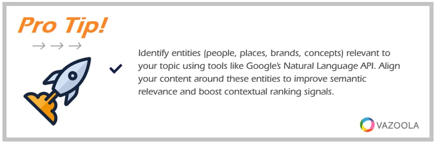 PRO TIP Align your content around these entities to improve semantic relevance