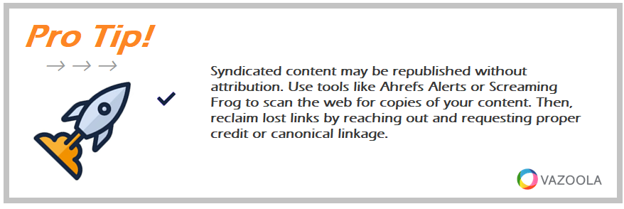PRO TIP Syndicated content may be republished without attribution