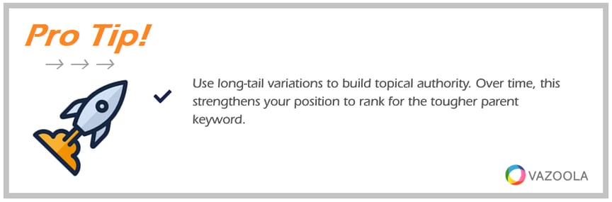 PRO TIP Use long-tail variations to build topical authority