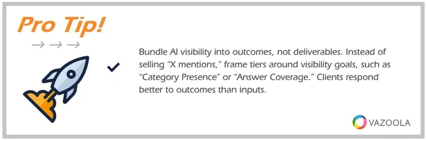 PRO TIP bundle AI visibility into outcomes not deliverables