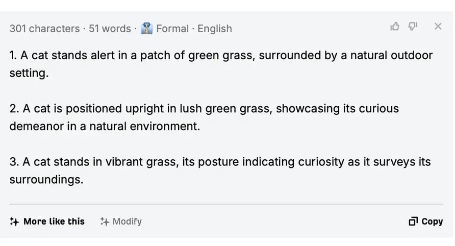 Screenshot of AI-powered image alt text generator tool used to optimize images for SEO.