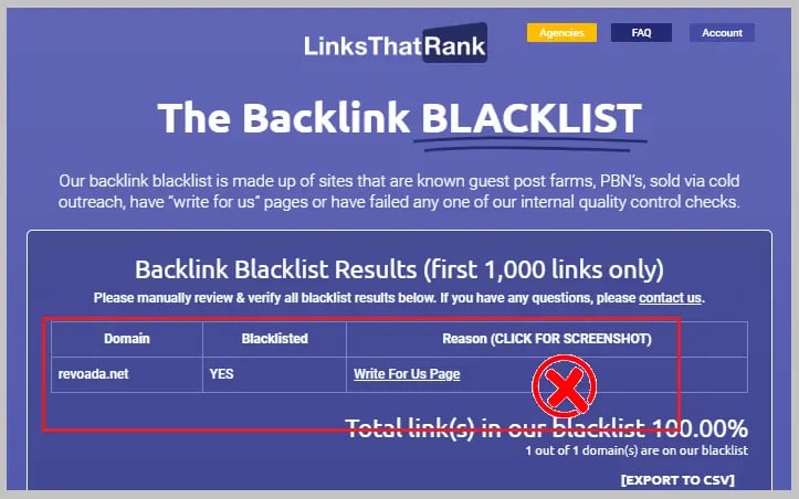 Resources like the Backlink Blacklist can help you avoid negative backlinks. (www.linksthatrank.com/)